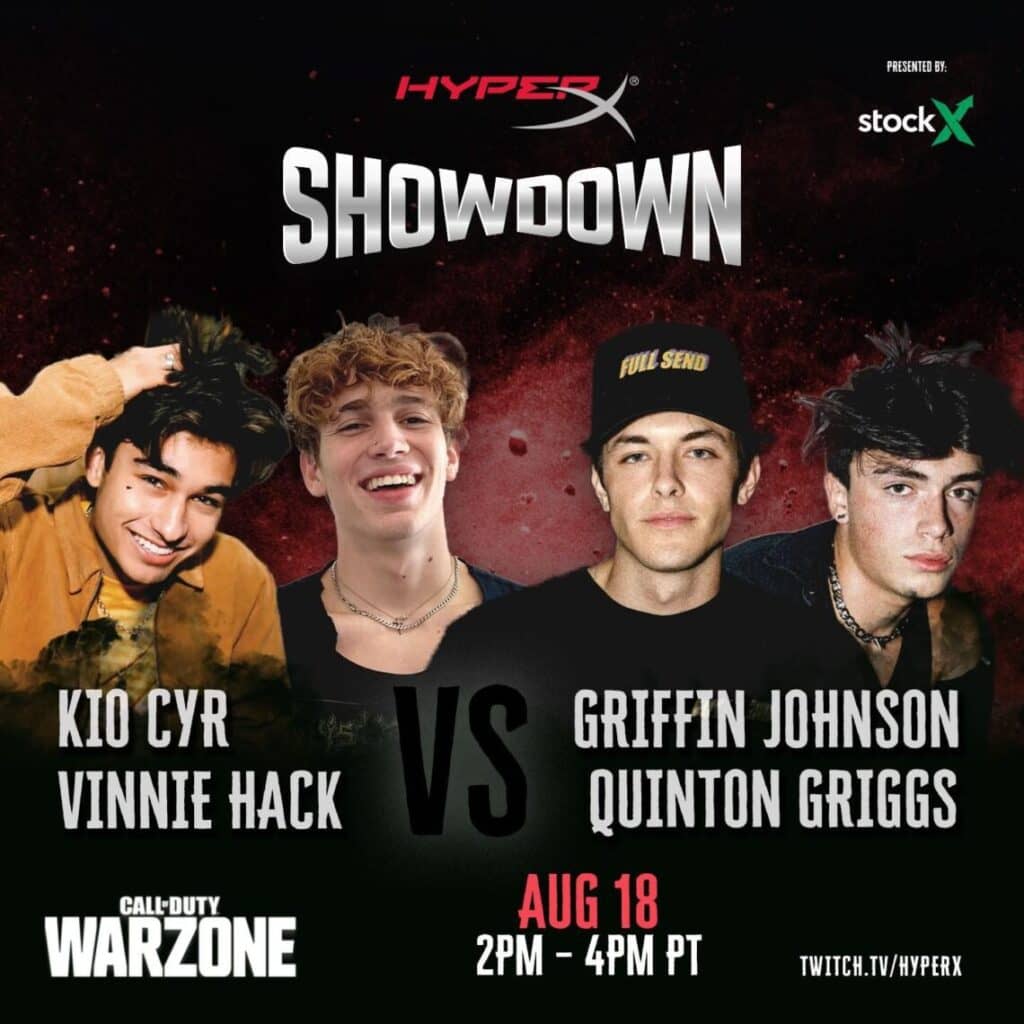 Read more about the article HyperX Showdown Comes in Live with Griffin Johnson, Kio Cyr, Quinton Griggs, and Vinnie Hacker