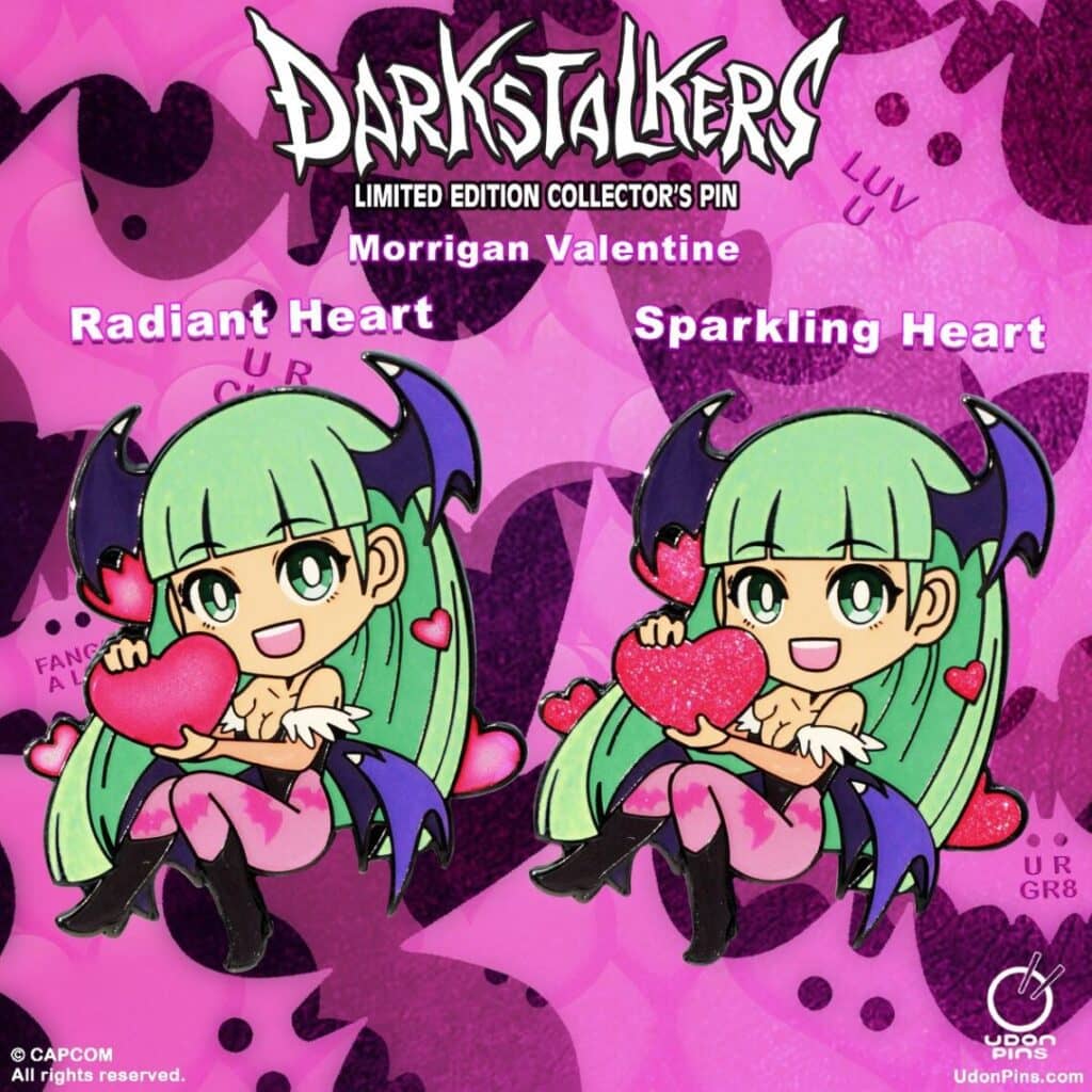 You are currently viewing BRAND NEW DARKSTALKERS MORRIGAN VALENTINE’S PIN & B.B. HOOD METAL CARD AVAILABLE NOW!