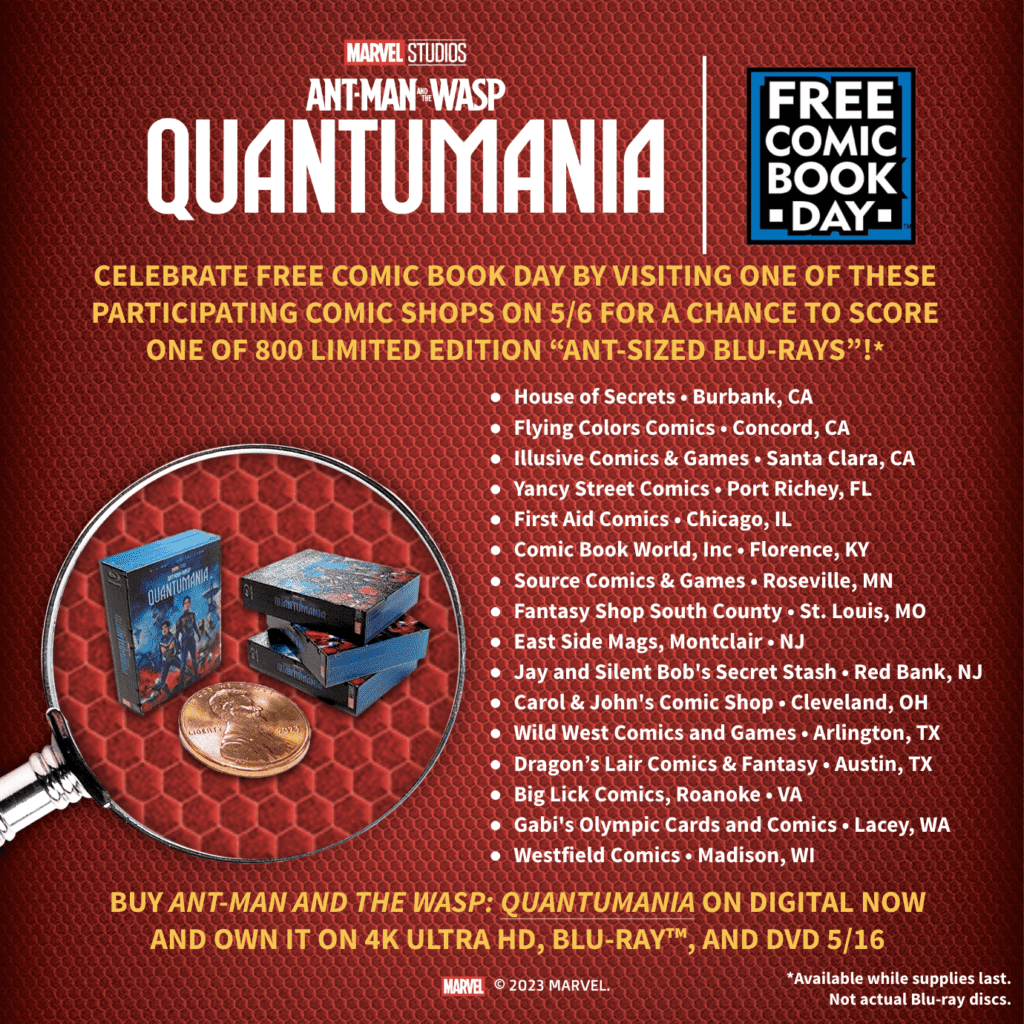 You are currently viewing FREE COMIC BOOK DAY PARTNERS WITH ANT-MAN AND THE WASP: QUANTUMANIA