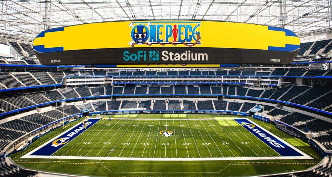 You are currently viewing ONE PIECE characters embark on a grand voyage to take over the video screens of SoFi Stadium, home of the Los Angeles Rams