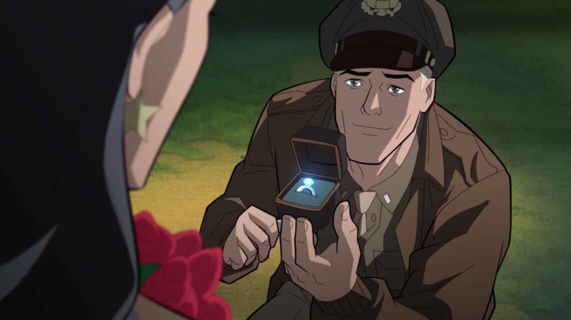 Read more about the article Steve Trevor proposes to Wonder Woman in new “Justice Society: World War II” clip