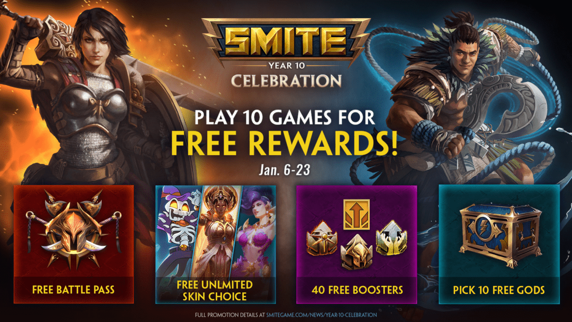 Read more about the article SMITE Year 10 Celebration Now Live with Free Rewards