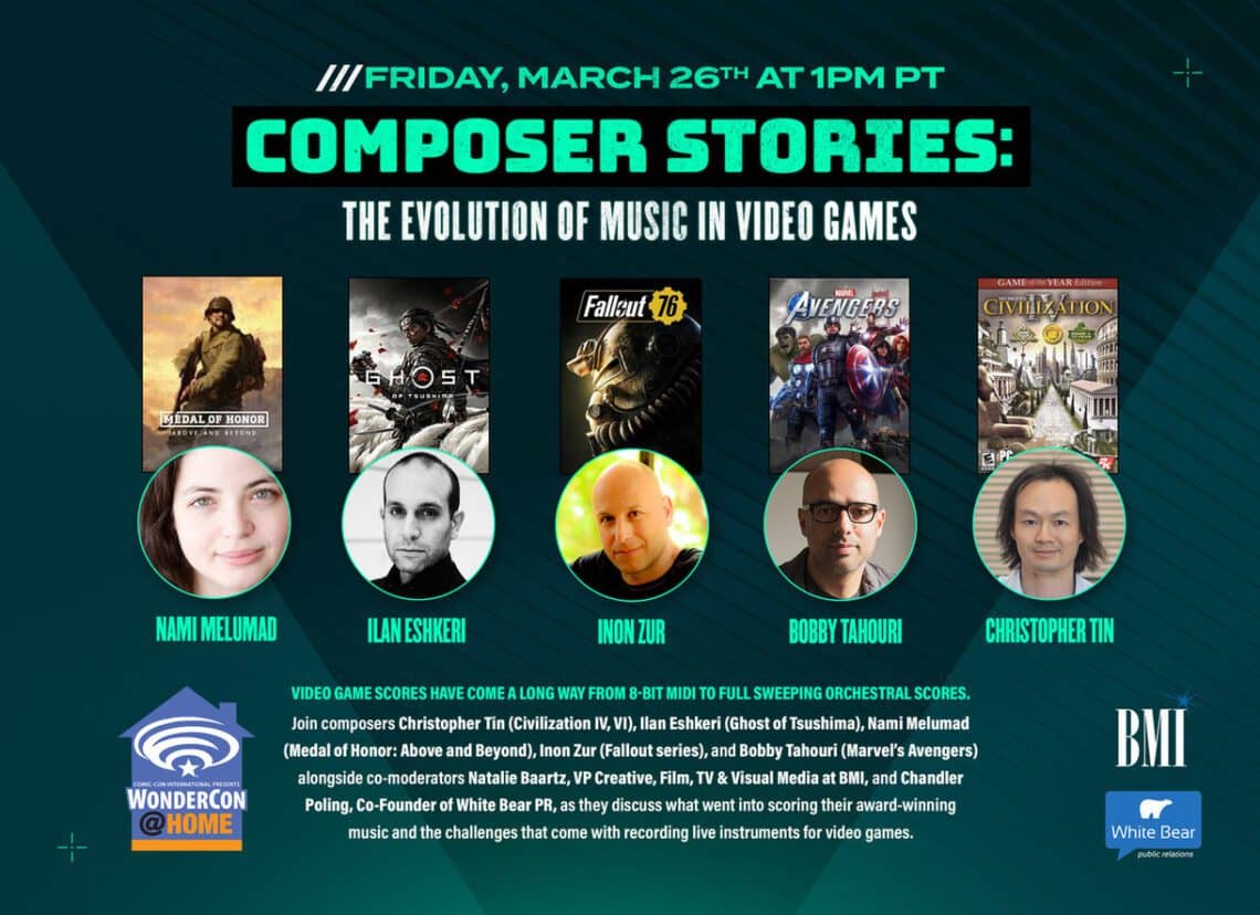 Read more about the article BMI AND WHITE BEAR PR PRESENT “COMPOSER STORIES: THE EVOLUTION OF MUSIC IN VIDEO GAMES” AT WONDERCON 2021