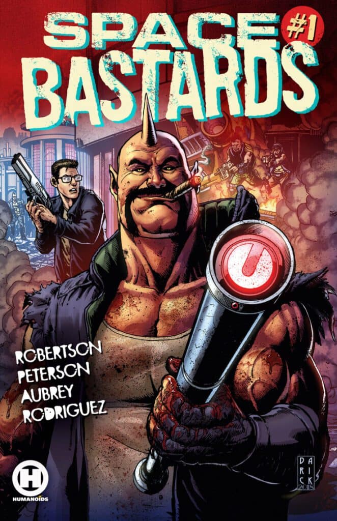 Read more about the article Humanoids Debuts A Black Light Variant Cover By Dan Panosian and a Virgin Variant Cover by Darick Robertson for SPACE BASTARDS # 1