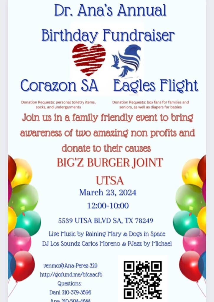 You are currently viewing Ana’s 13th Annual Charity Bday For A Cause Featuring Corazon SA and Eagles Flight Advocacy and Outreach