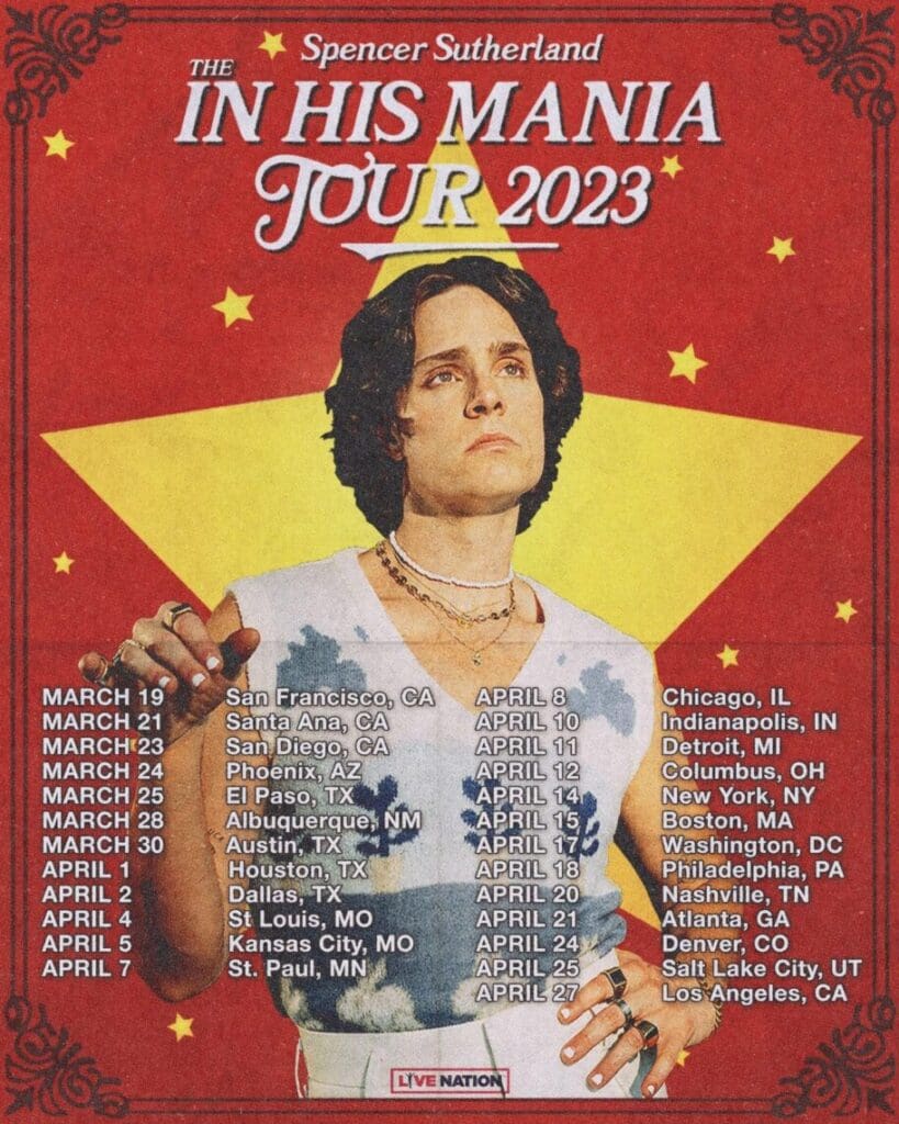 You are currently viewing SPENCER SUTHERLAND ANNOUNCES “THE IN HIS MANIA” TOUR PRODUCED BY LIVE NATION